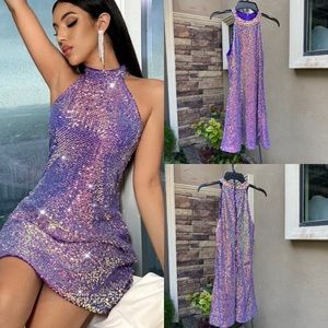 Purple sequin halter top dress eras tour